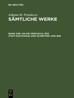 cover image of An die Unschuld, 1815 (Text-Nachtrag) und Schriften von 1816